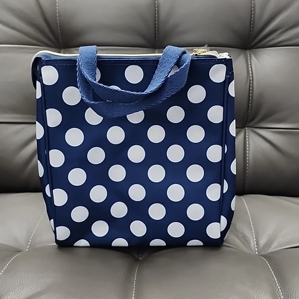 ♠️ NWT Kate Spade Lunch Bag Navy Jumbo Dot  ♠️ - Picture 5 of 8